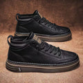 Men Black High-Top Leather Shoes